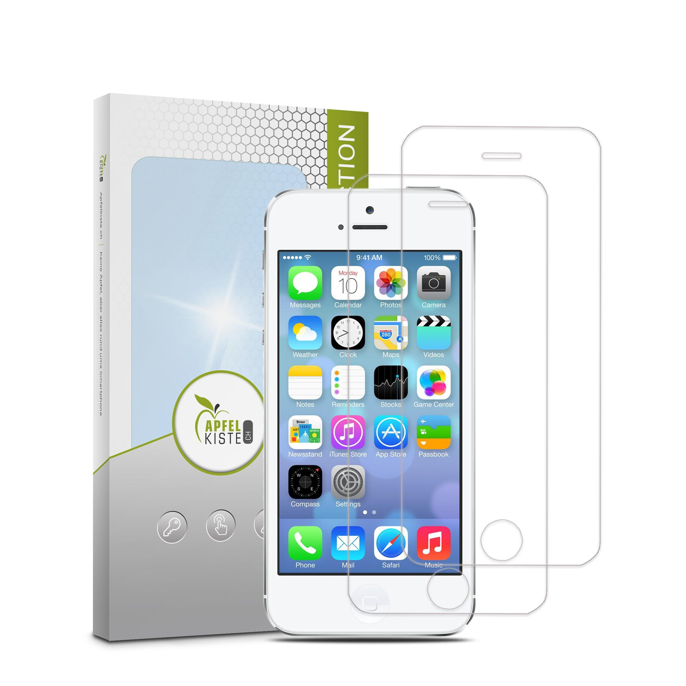 Image of Apfelkiste © - (2er Set) iPhone SE (2016) / 5 / 5S Panzer Glas Display Case Friendly 0.3mm bei Apfelkiste.ch