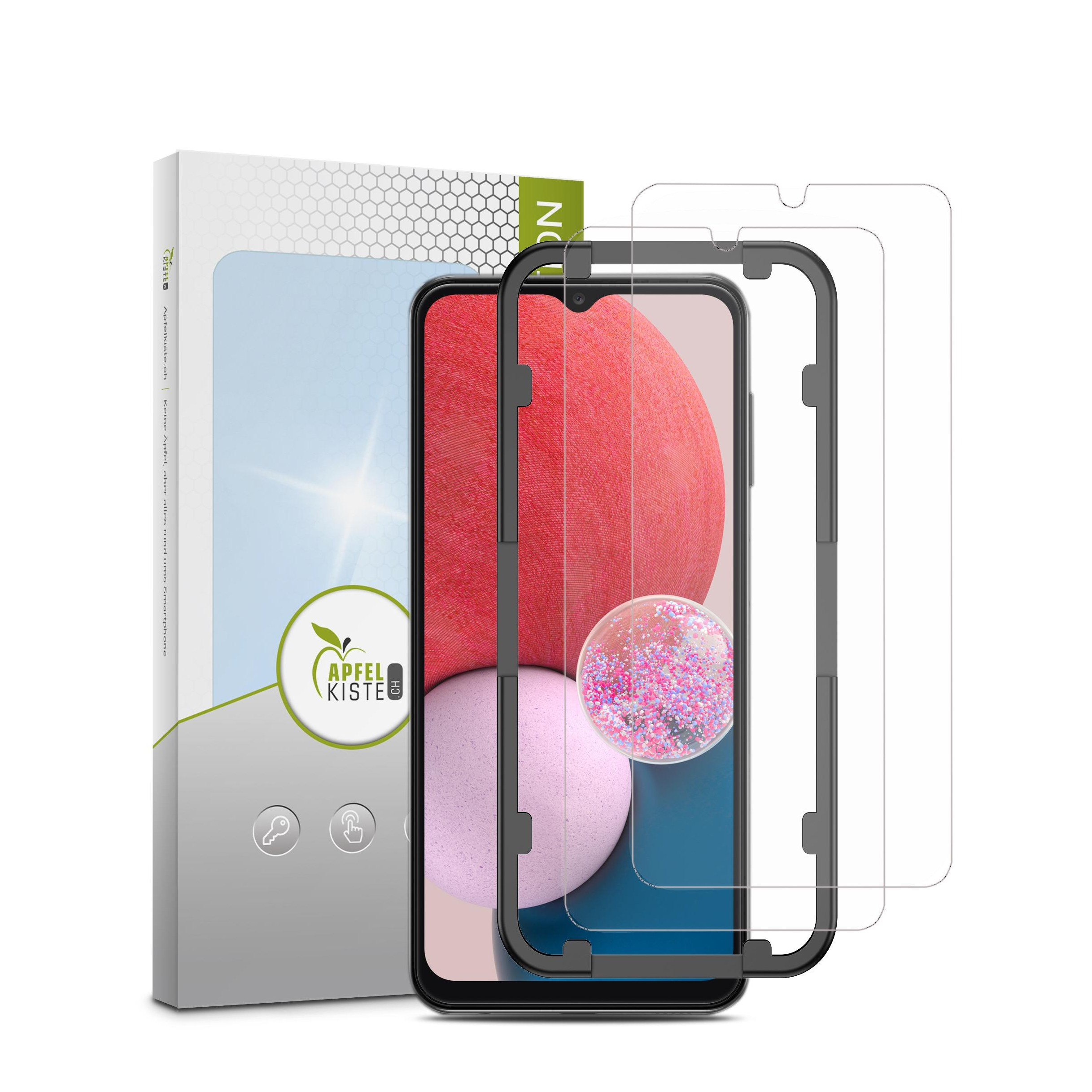 Image of Apfelkiste © - (2er Set) Samsung Galaxy A13 / A13 5G Panzer Glas Display + Montagerahmen Case Friendly 0.3mm bei Apfelkiste.ch