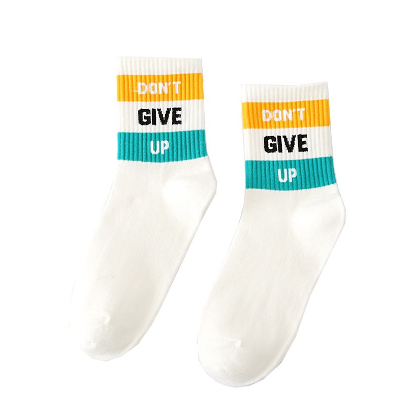 Image of (1 Paar) Baumwoll Socken Damen Füsslinge (One Size) - Dont give up bei Apfelkiste.ch