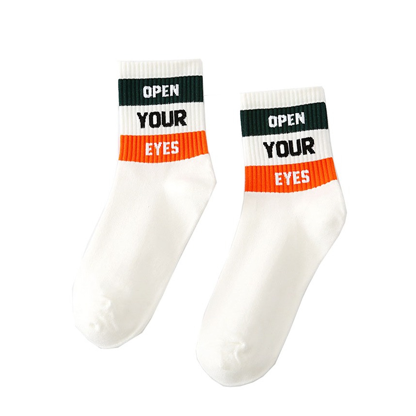 Image of (1 Paar) Baumwoll Socken Damen Füsslinge (One Size) - Open your Eyes bei Apfelkiste.ch