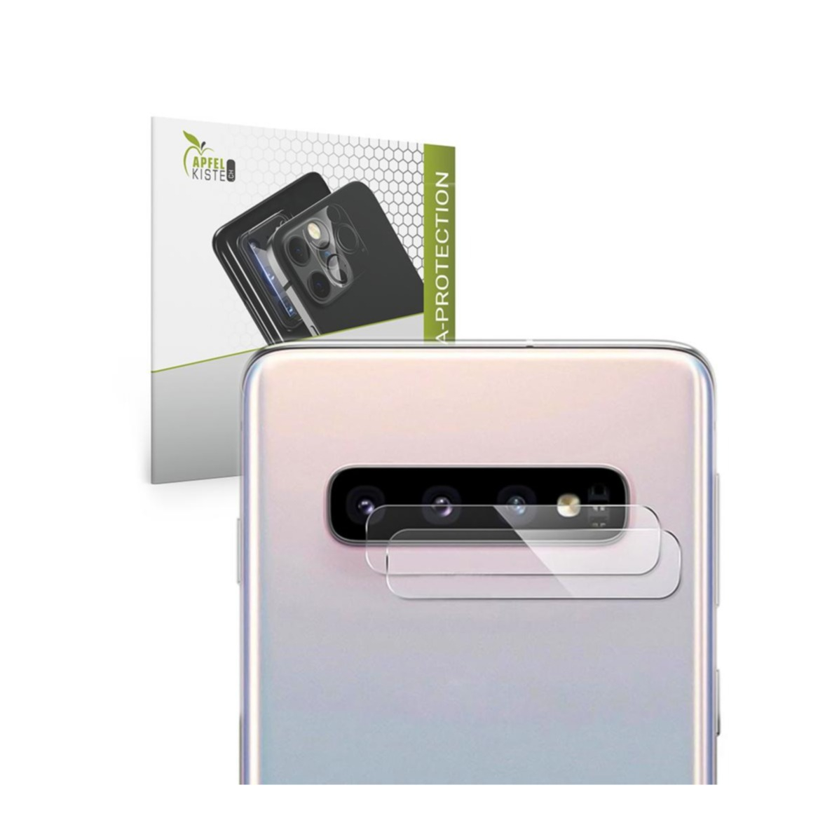 Image of Apfelkiste © - (2er Set) Samsung Galaxy S10+ Plus / S10 Kamera Objektiv Protector Panzer Glas Case Friendly - Transparent bei Apfelkiste.ch