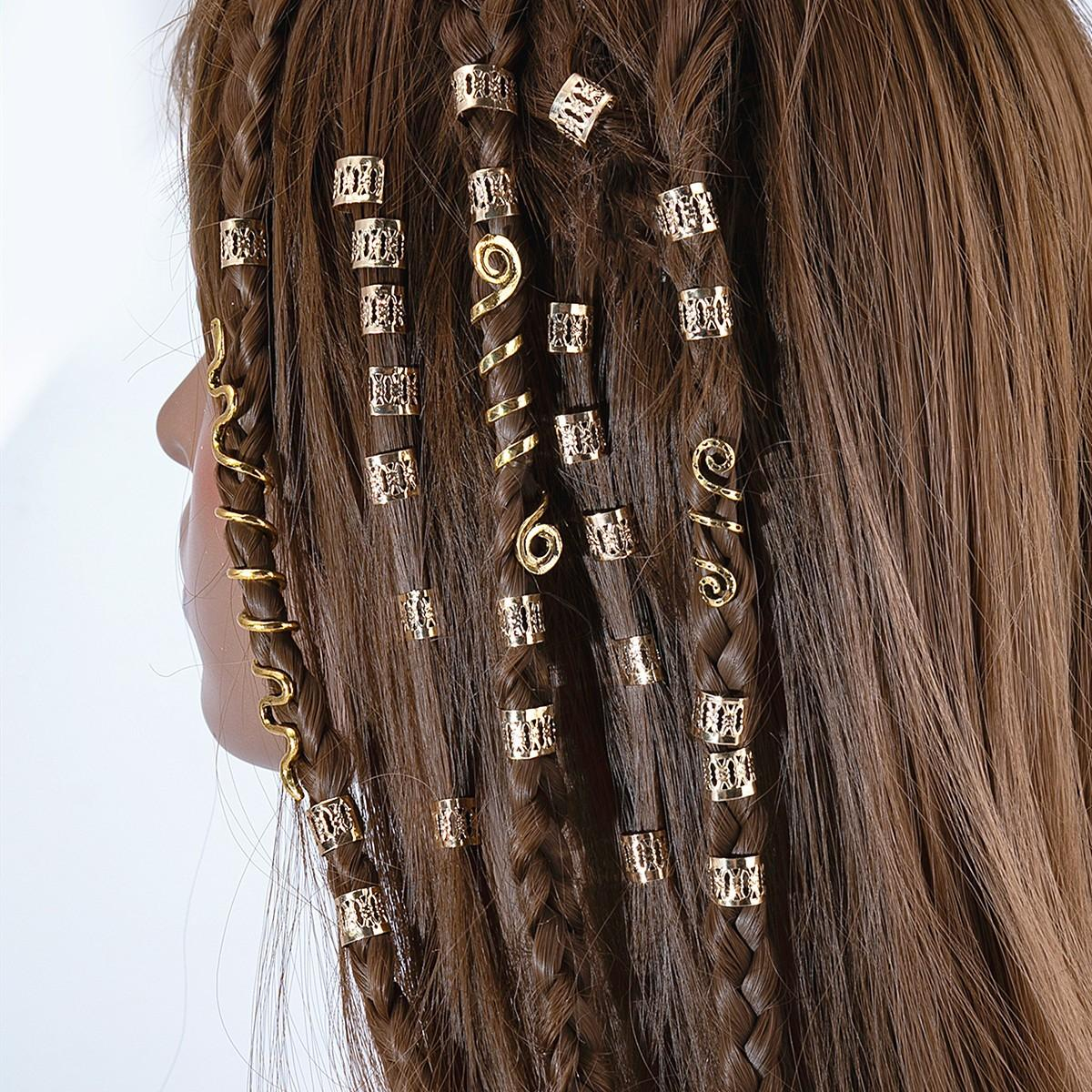 Etercycle Haarschmuck-Set – 262 Teile Gold Für Zöpfe & Dreads, Aluminium-Clips & Spiralen