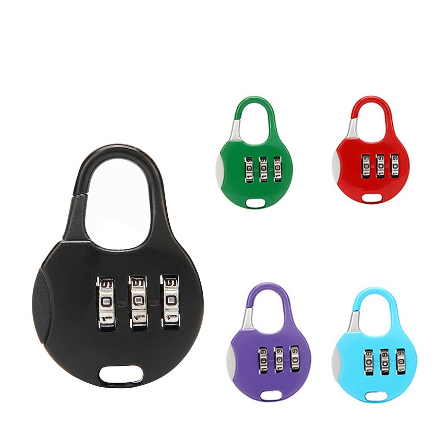 Image of (5er Set) 5cm Mini Reise Gepäck Koffer Zahlenschloss 3-Stelliges Vorhängeschloss - Schwarz / Grün / Violett / Blau / Rot bei Apfelkiste.ch