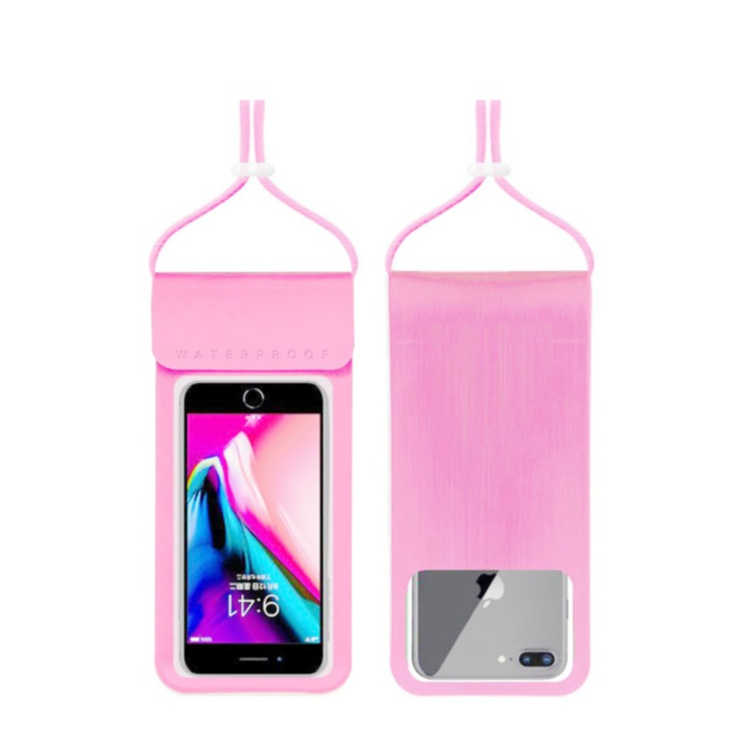 Image of Wasserdichte Universal 6.5" Smartphone Schutzhülle Tasche mit Necklace Umhängeband - Pink bei Apfelkiste.ch