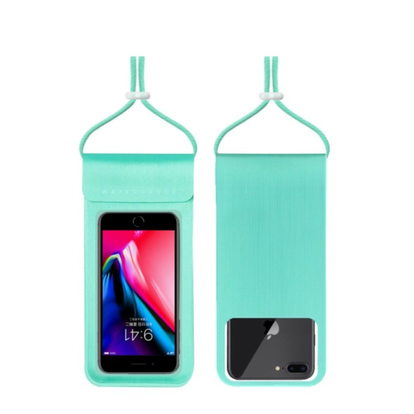 Image of Wasserdichte Universal 6.5" Smartphone Schutzhülle Tasche mit Necklace Umhängeband - Türkis bei Apfelkiste.ch