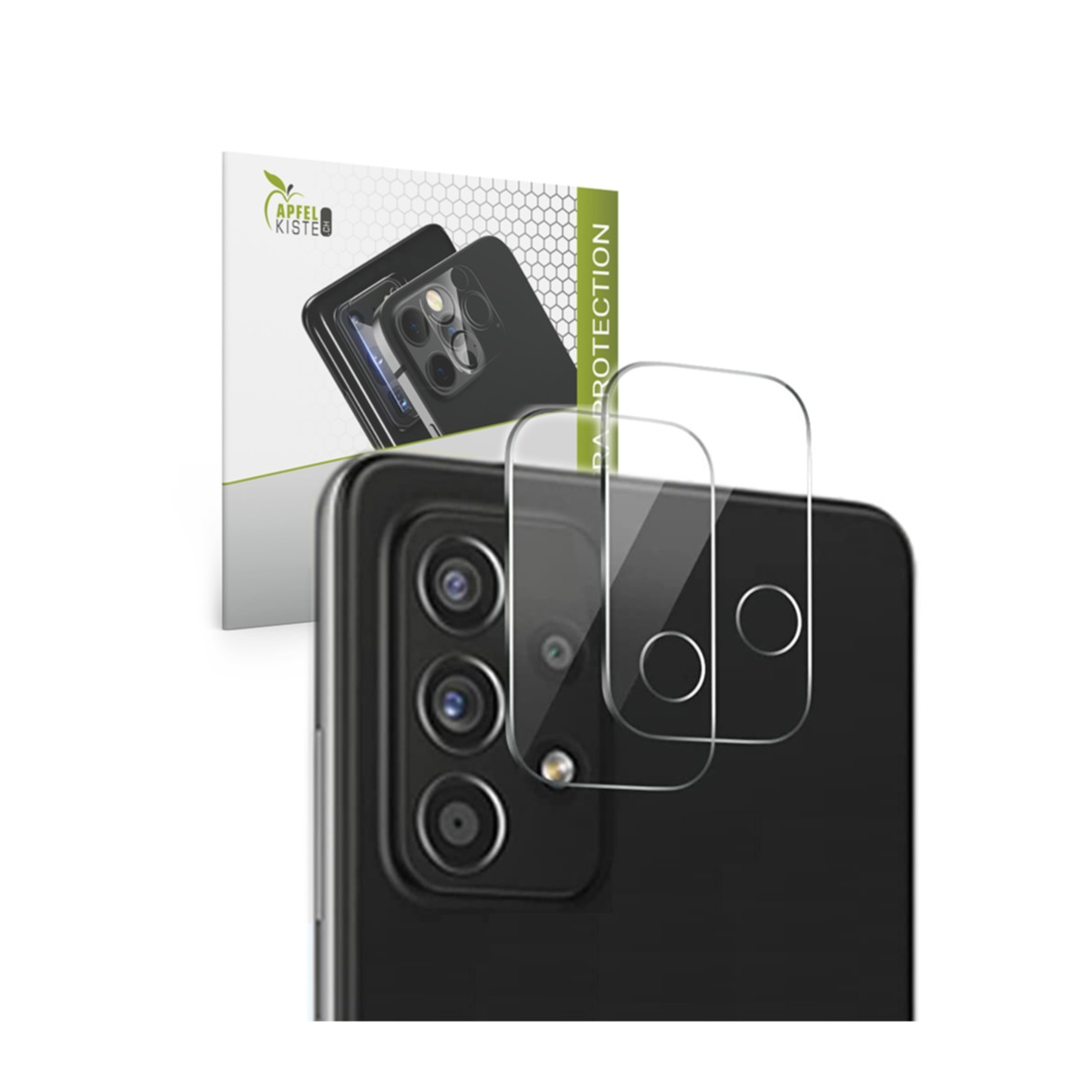 Image of Apfelkiste © - (2er Set) Samsung Galaxy A33 5G / A53 5G / A73 5G Kamera Objektiv Protector Panzer Glas Case Friendly - Transparent bei Apfelkiste.ch