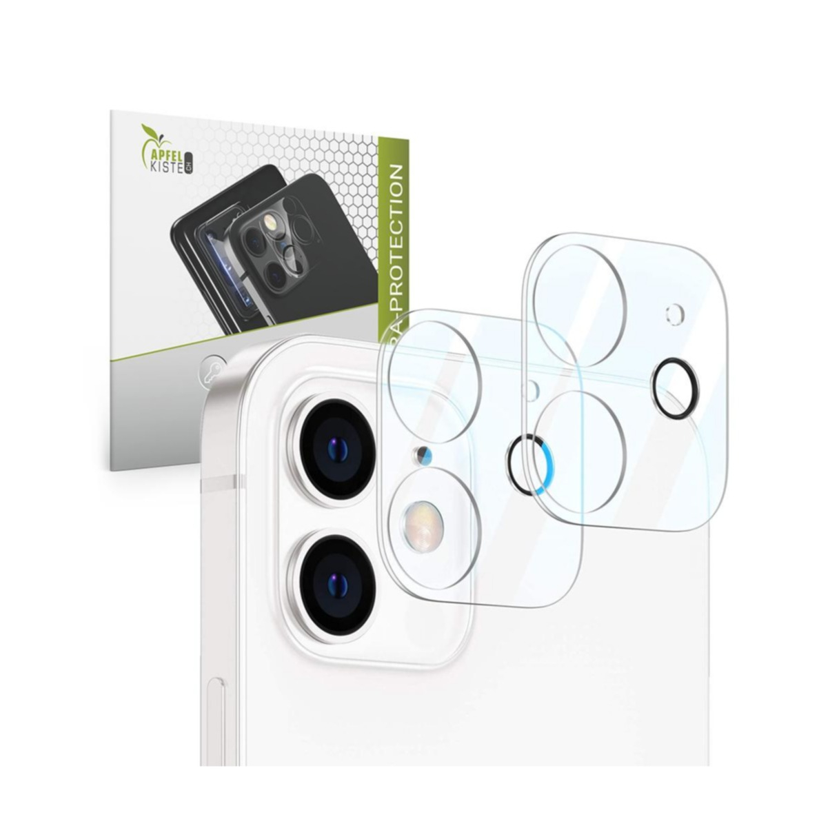 Image of Apfelkiste © - (2er Set) iPhone 12 Kamera Objektiv Protector Panzer Glas Case Friendly - Transparent bei Apfelkiste.ch