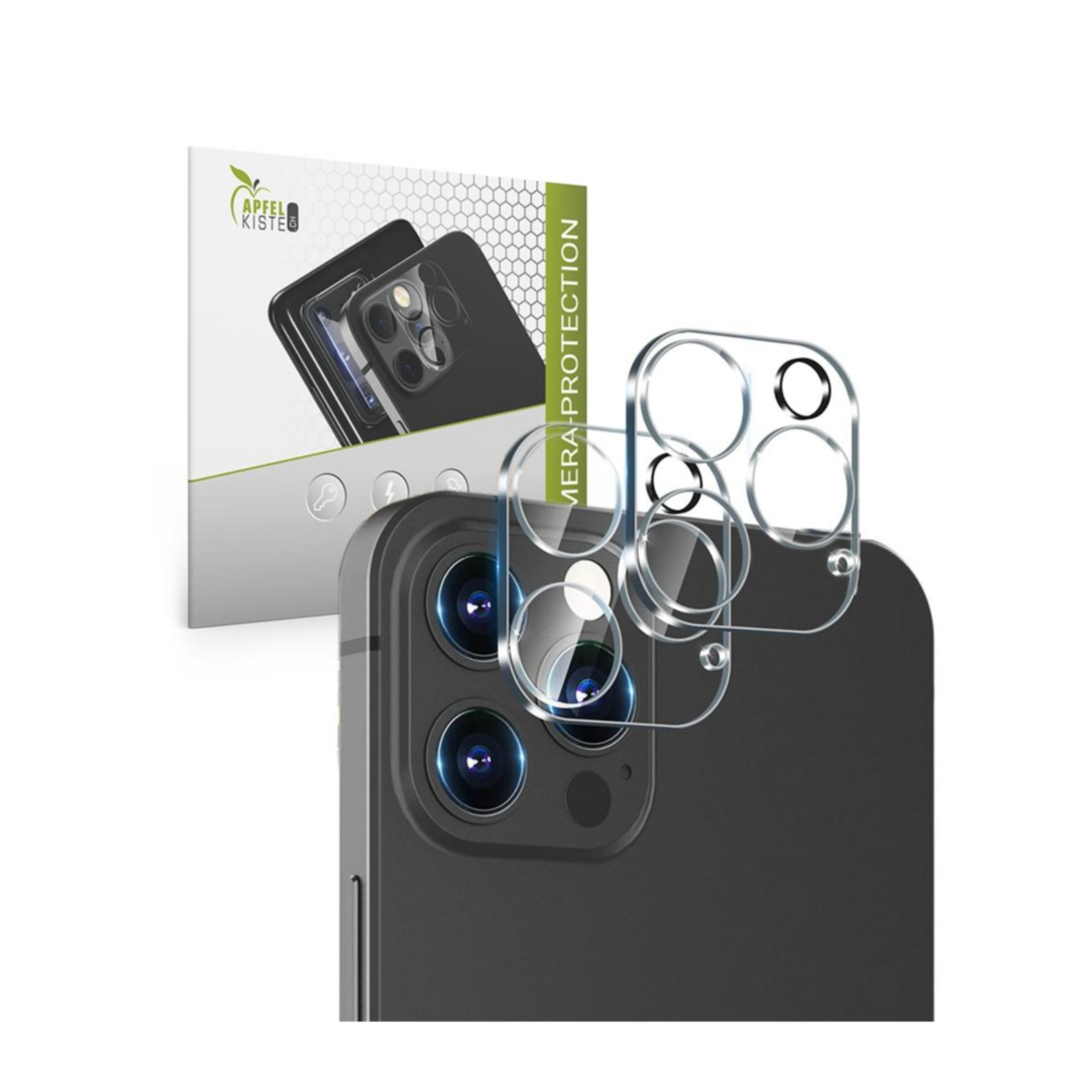 Image of Apfelkiste © - (2er Set) iPhone 12 Pro Kamera Objektiv Protector Panzer Glas Case Friendly - Transparent bei Apfelkiste.ch