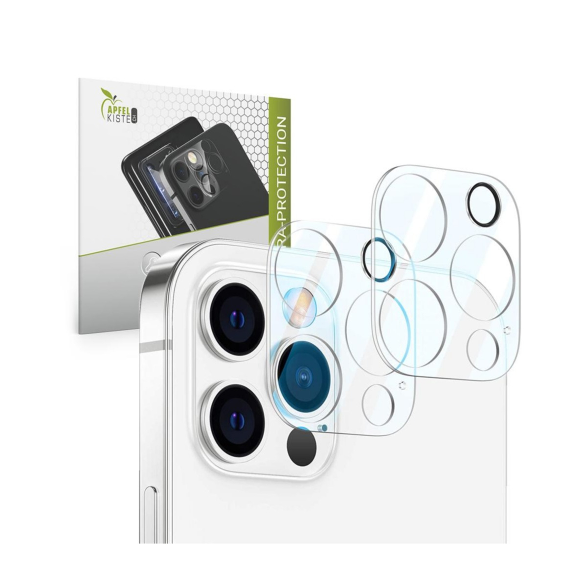 Image of Apfelkiste © - (2er Set) iPhone 12 Pro Max Kamera Objektiv Protector Panzer Glas Case Friendly - Transparent bei Apfelkiste.ch