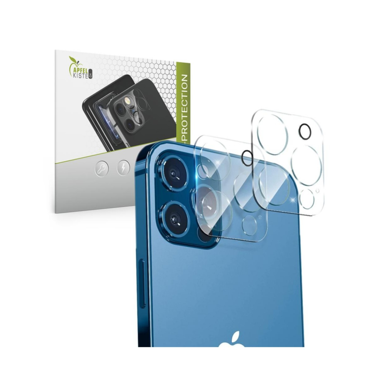 Image of Apfelkiste © - (2er Set) iPhone 13 Pro Max / iPhone 13 Pro Kamera Objektiv Protector Panzer Glas Case Friendly - Transparent bei Apfelkiste.ch