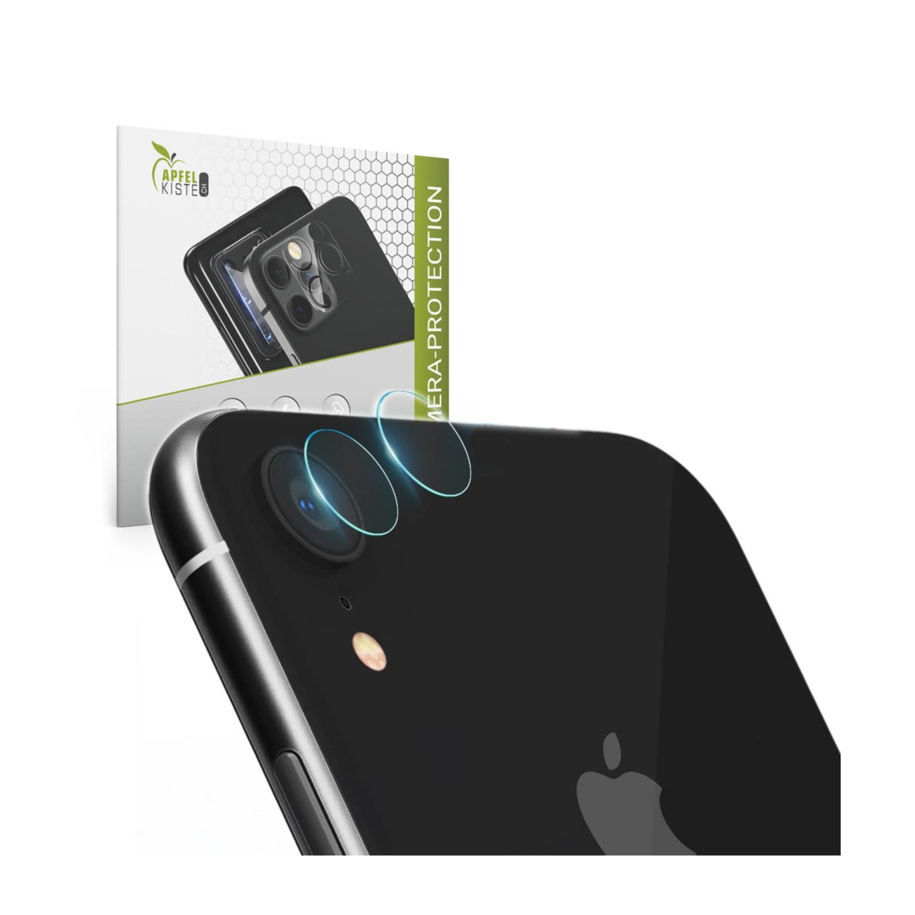 Image of Apfelkiste © - (2er Set) iPhone Xr Kamera Objektiv Protector Panzer Glas Case Friendly - Transparent bei Apfelkiste.ch