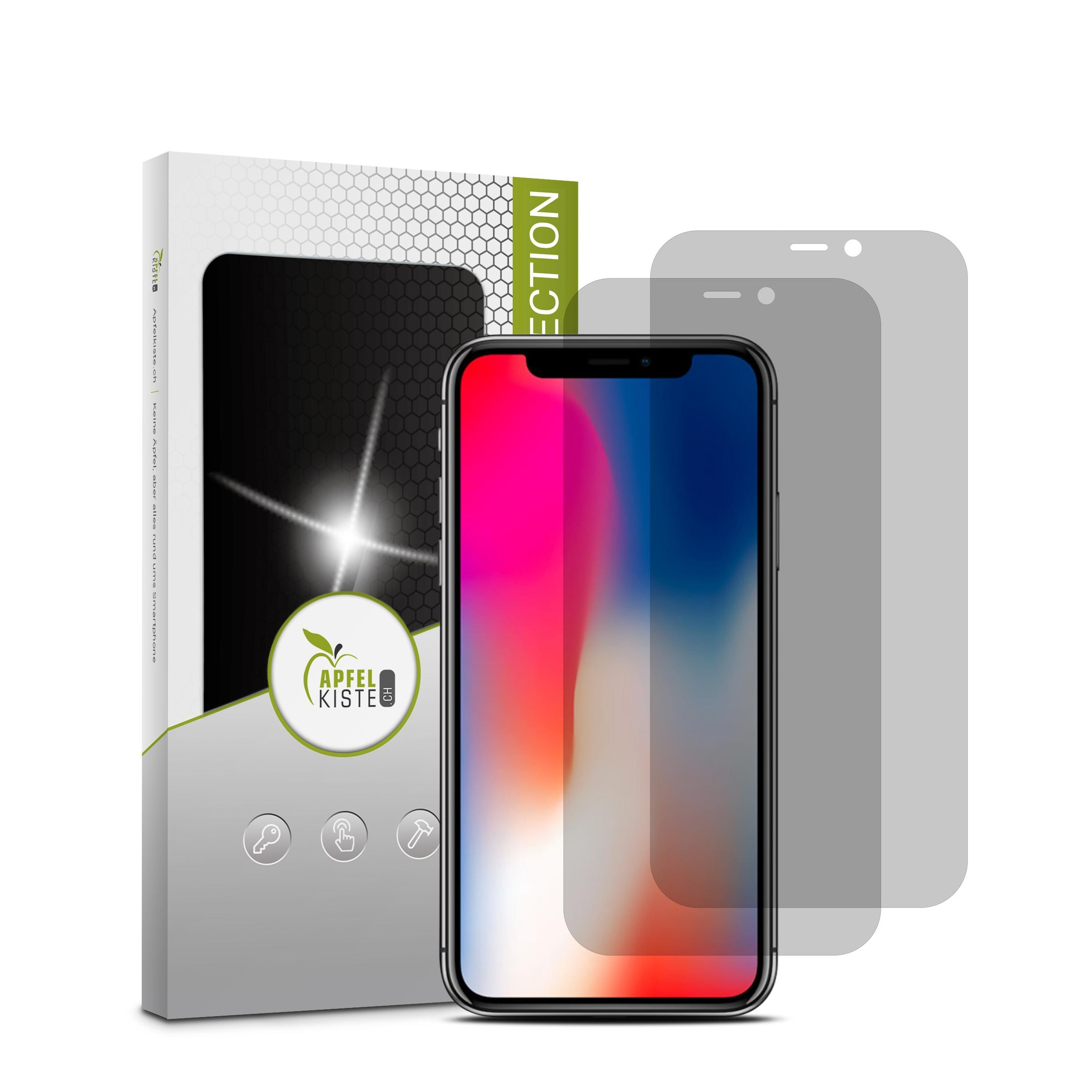 Image of Apfelkiste © - (2er Set) iPhone 11 Pro / iPhone Xs / X Privacy Panzer Glas Display Case Friendly 0.3mm bei Apfelkiste.ch