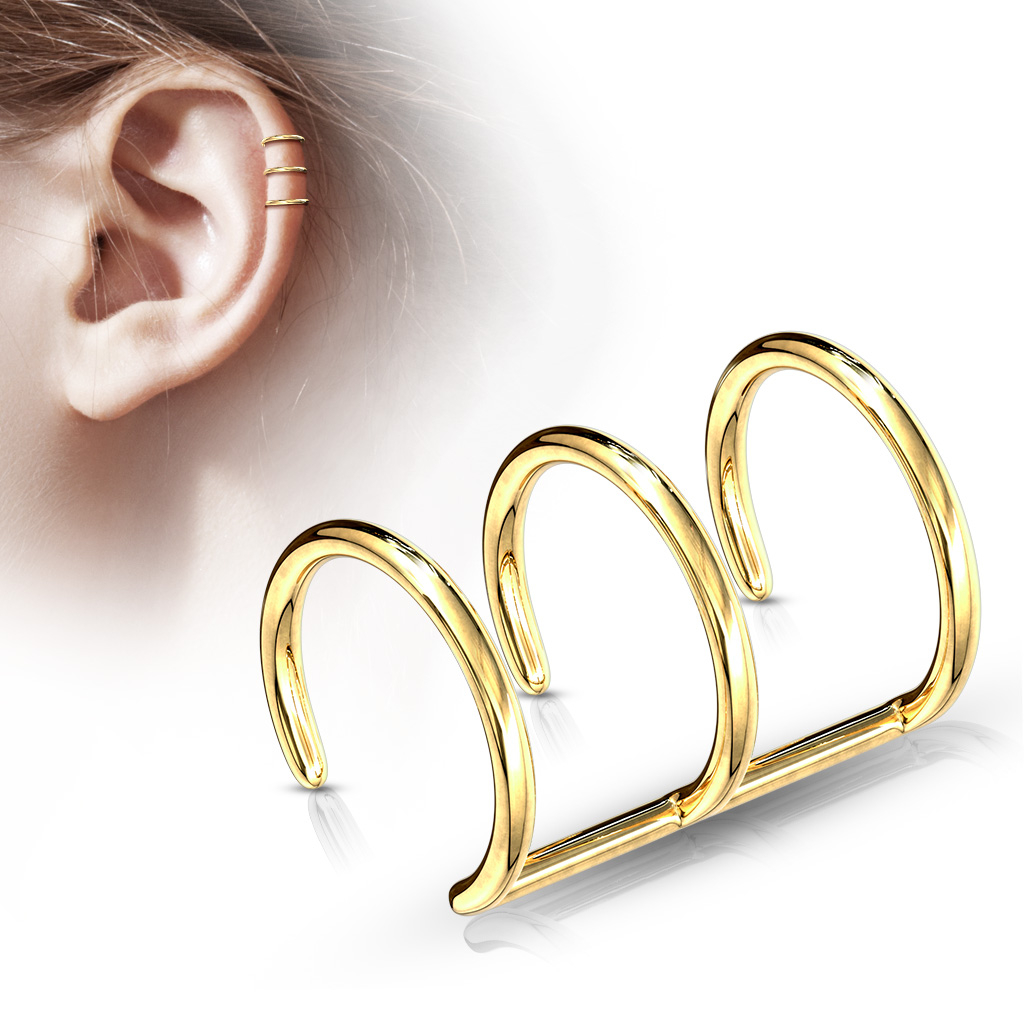Image of Dreireihiges Damen Fake Ohrpiercing - Gold bei Apfelkiste.ch
