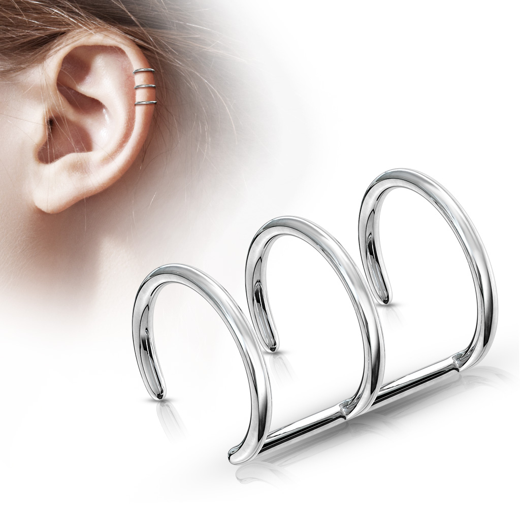 Image of Dreireihiges Damen Fake Ohrpiercing - Silber bei Apfelkiste.ch