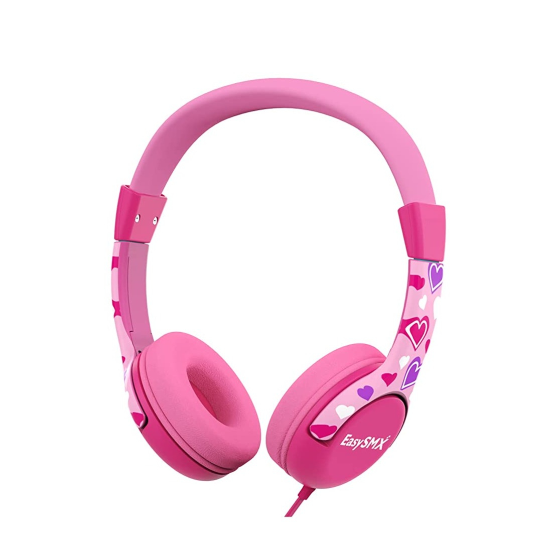 Image of EasySMX - Kinder Kopfhörer 3.5mm Klinke On-Ear Headset 85dB Begrenzte Lautstärke Grössenverstellbar (84-0008) - Pinke Herzen bei Apfelkiste.ch