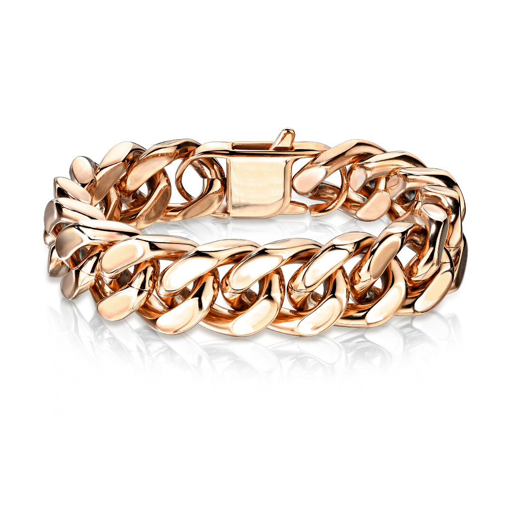 Image of Edelstahl Damen Armband Kette Chunky Chain - Roségold bei Apfelkiste.ch