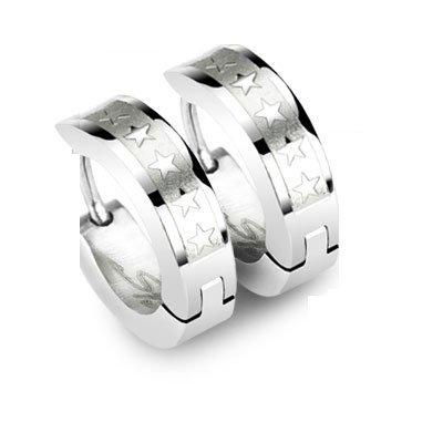 Image of Edelstahl Herren Ohrringe mit Sternen - Silber bei Apfelkiste.ch