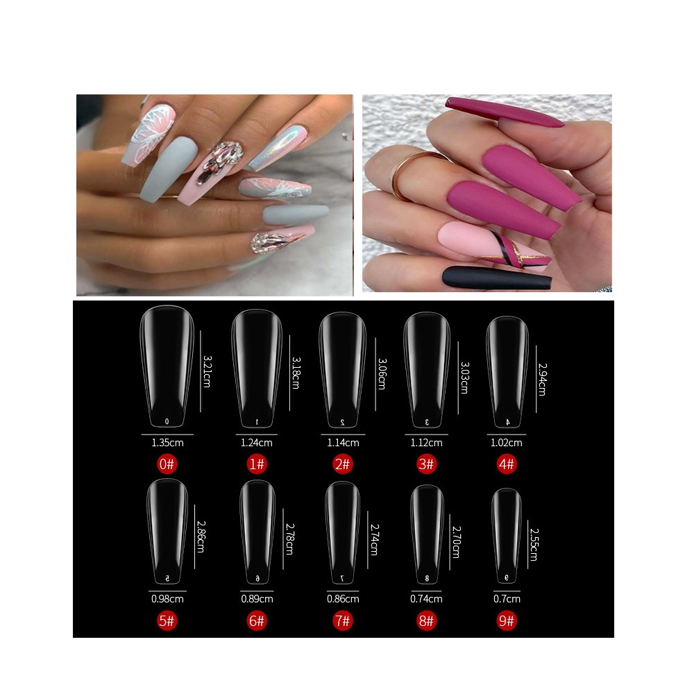 500er Set) Ballerina Kunstngel Full Cover Nail Tips