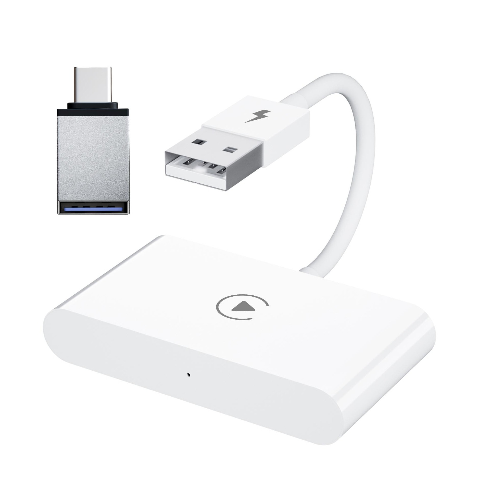 Bluetooth Apple Carplay Auto KFZ USB A Adapter mit USB C Aufsatz für Apple  iOS Smartphones (Siri) - Weiss