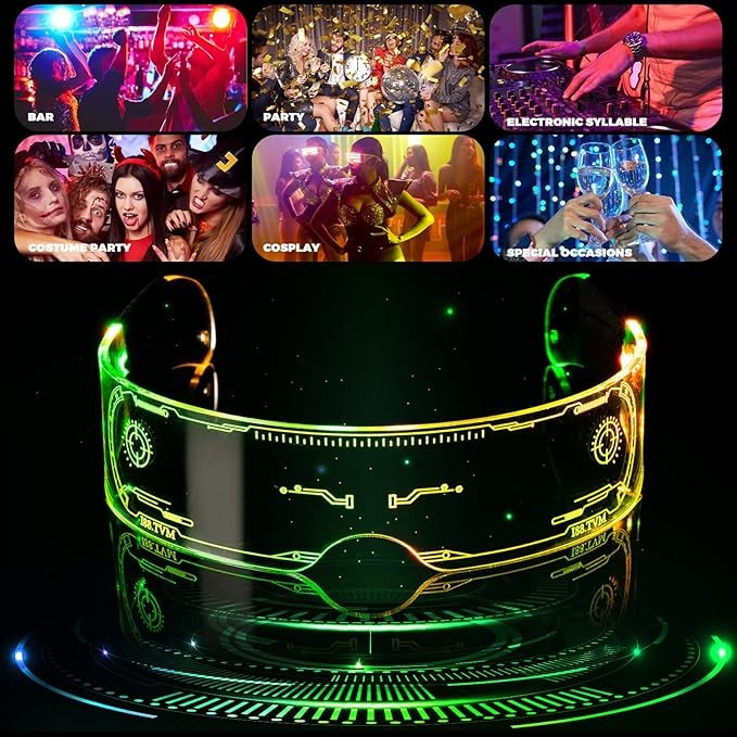 LED-Partybrillen Set – 12 Stück, 7 Styles (Herz, Stern, Etc.), Mit Blinkfunktionen – Für Geburtstag, Karneval, Konzerte