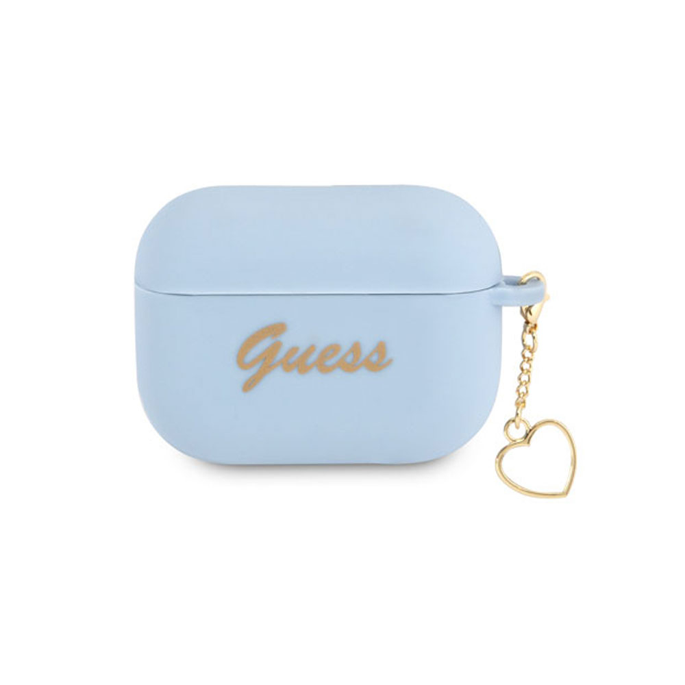 Image of Guess - AirPods Pro Silikon Schutzhülle + Herz Anhänger (GUAPLSCHSB) - Blau / Gold bei Apfelkiste.ch