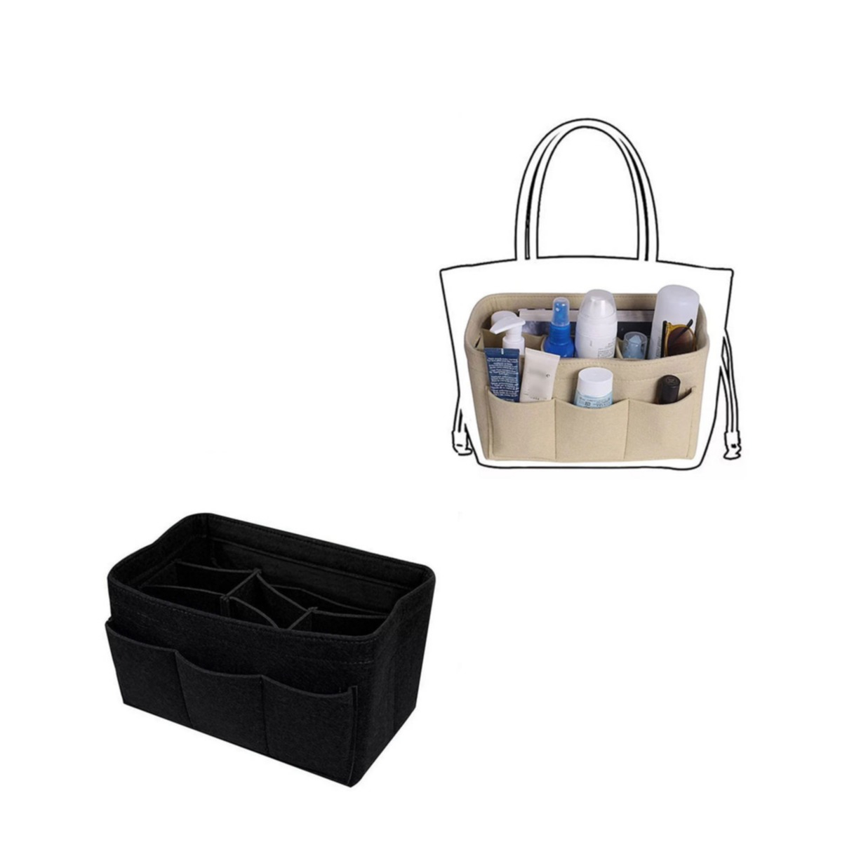Xcase Handtaschenorganizer: Handtaschen-Organizer, RFID-Schutz, 13 Fächer,  26 x 16 x 8 cm, schwarz (Handtaschen Organizer klein)