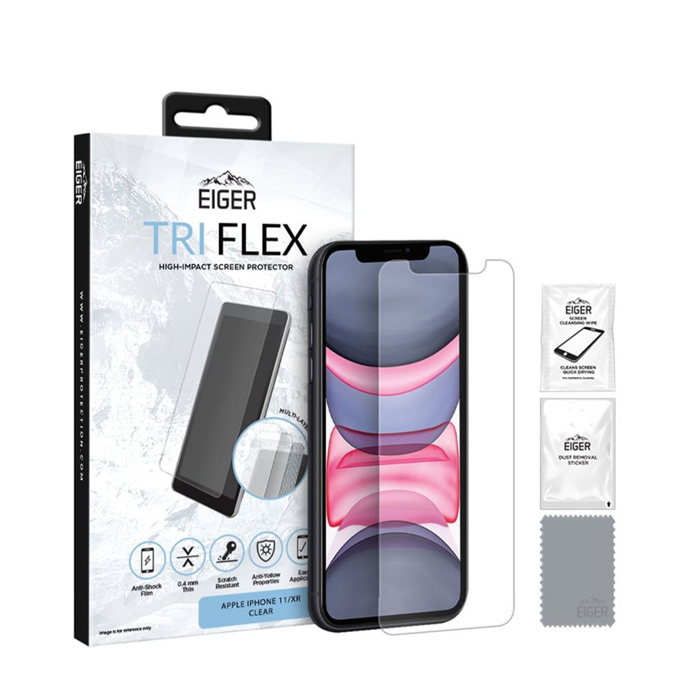 Image of (2er Set) Eiger - iPhone 11 / iPhone Xr Tri Flex Display Hybrid Glas Case Friendly (EGSP00527) bei Apfelkiste.ch