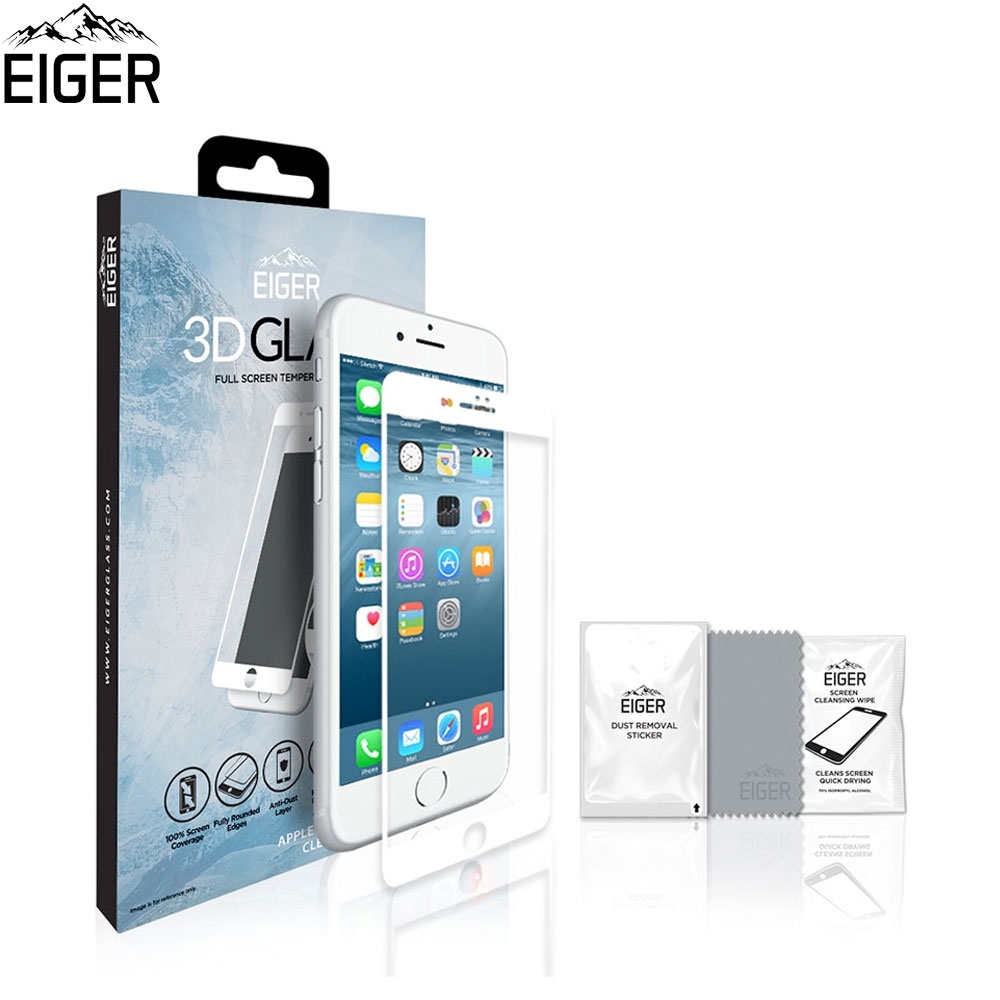 iPhone 8 Plus / 7 Plus / 6S Plus / 6 Plus Vollbild Panzer Glas 3D Display Schutzfolie mit Rahmen (EGSP00146) - Weiss