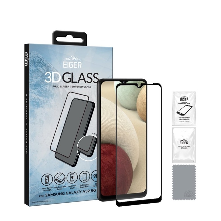 Image of Eiger - Samsung Galaxy A12 / A32 5G 3D Panzer Glas Display Schutz Case Friendly mit Rahmen (EGSP00720) - Schwarz bei Apfelkiste.ch