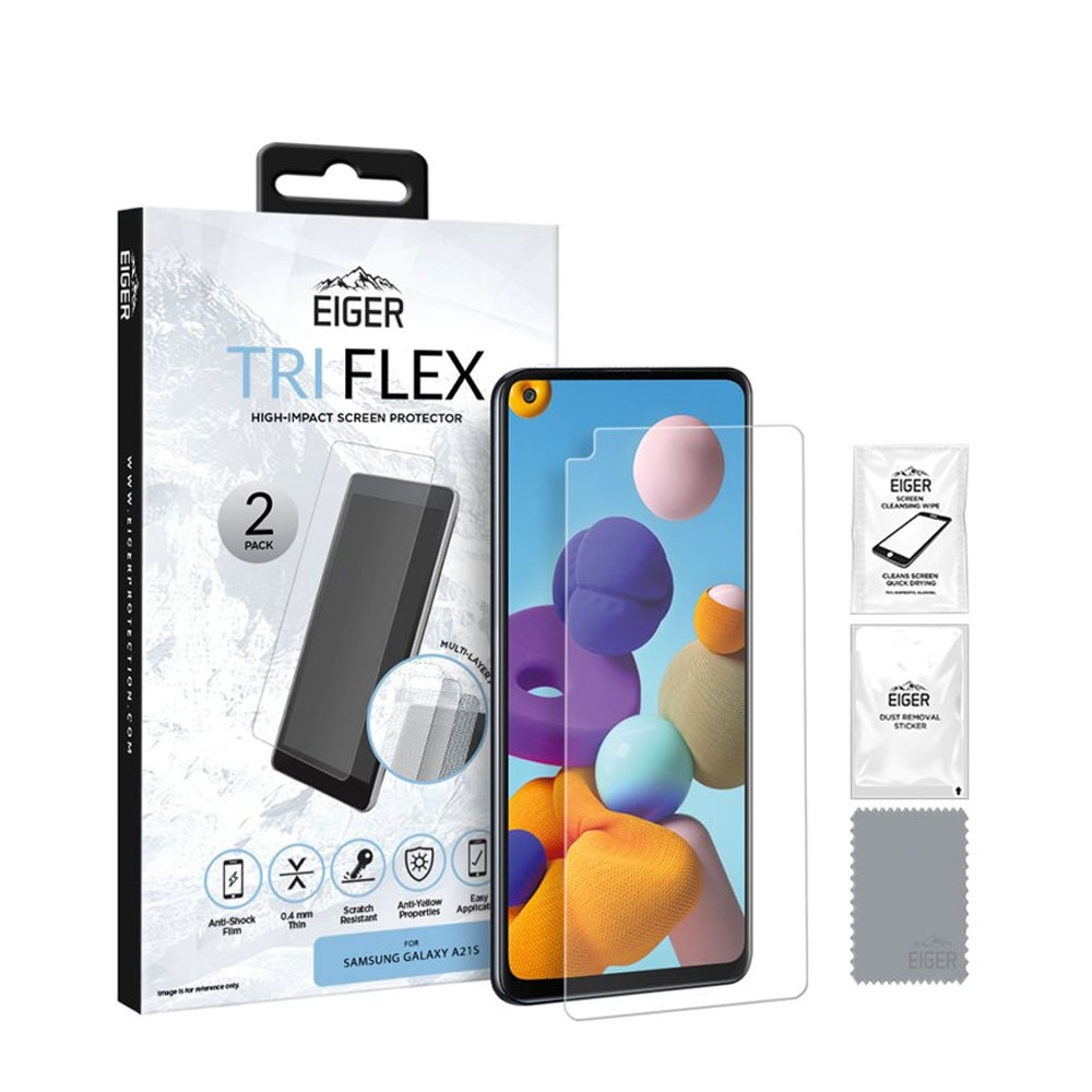 Image of (2er Set) Eiger - Samsung Galaxy A21s Tri Flex Display Hybrid Glas Case Friendly bei Apfelkiste.ch