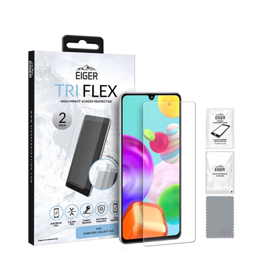 Image of (2er Set) Eiger - Samsung Galaxy A41 Tri Flex Display Hybrid Glas Case Friendly bei Apfelkiste.ch