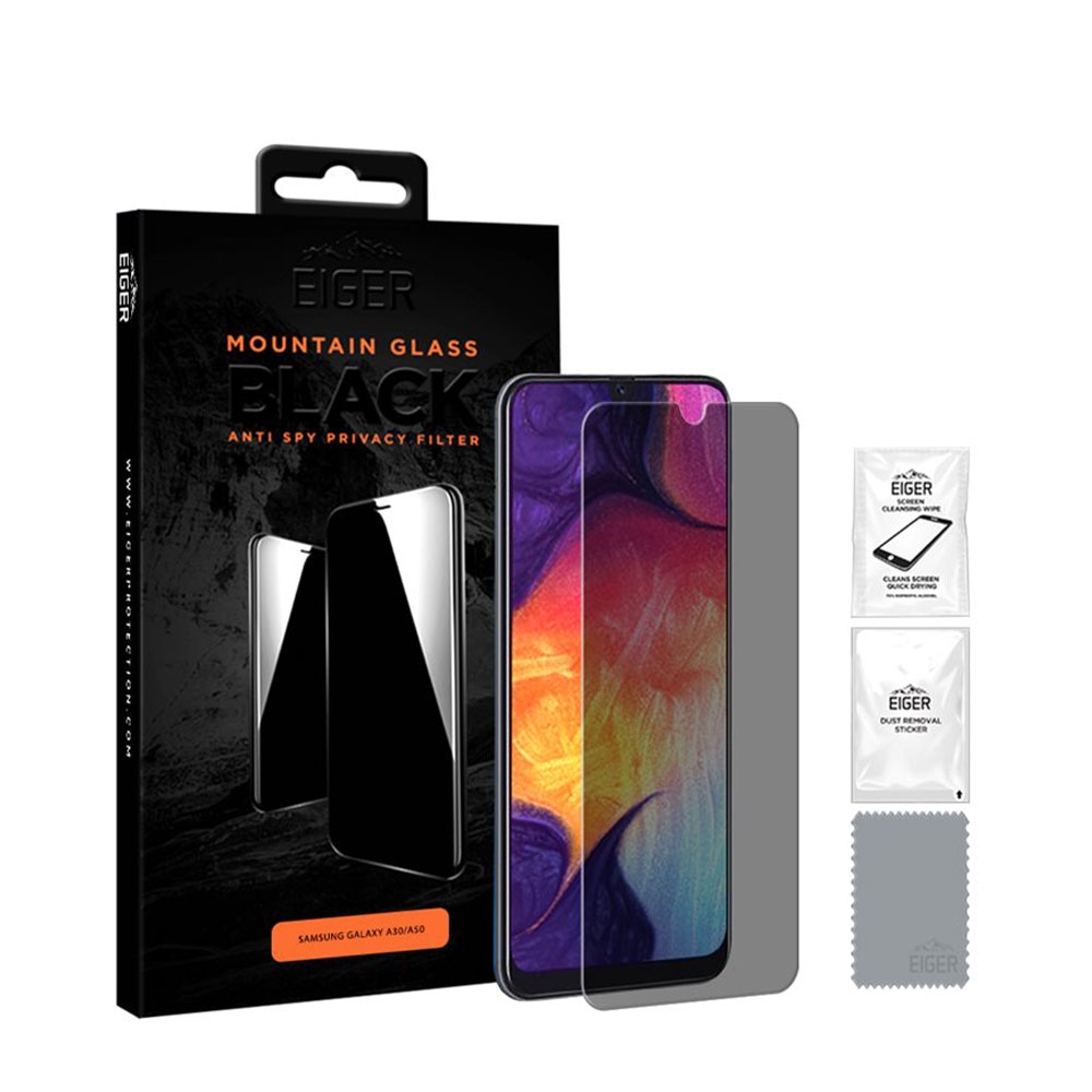 Image of Eiger - Samsung Galaxy A50 / A30s Mountain Black Privacy 2.5D Panzer Glas Display Case Friendly (EGMSP00118) bei Apfelkiste.ch