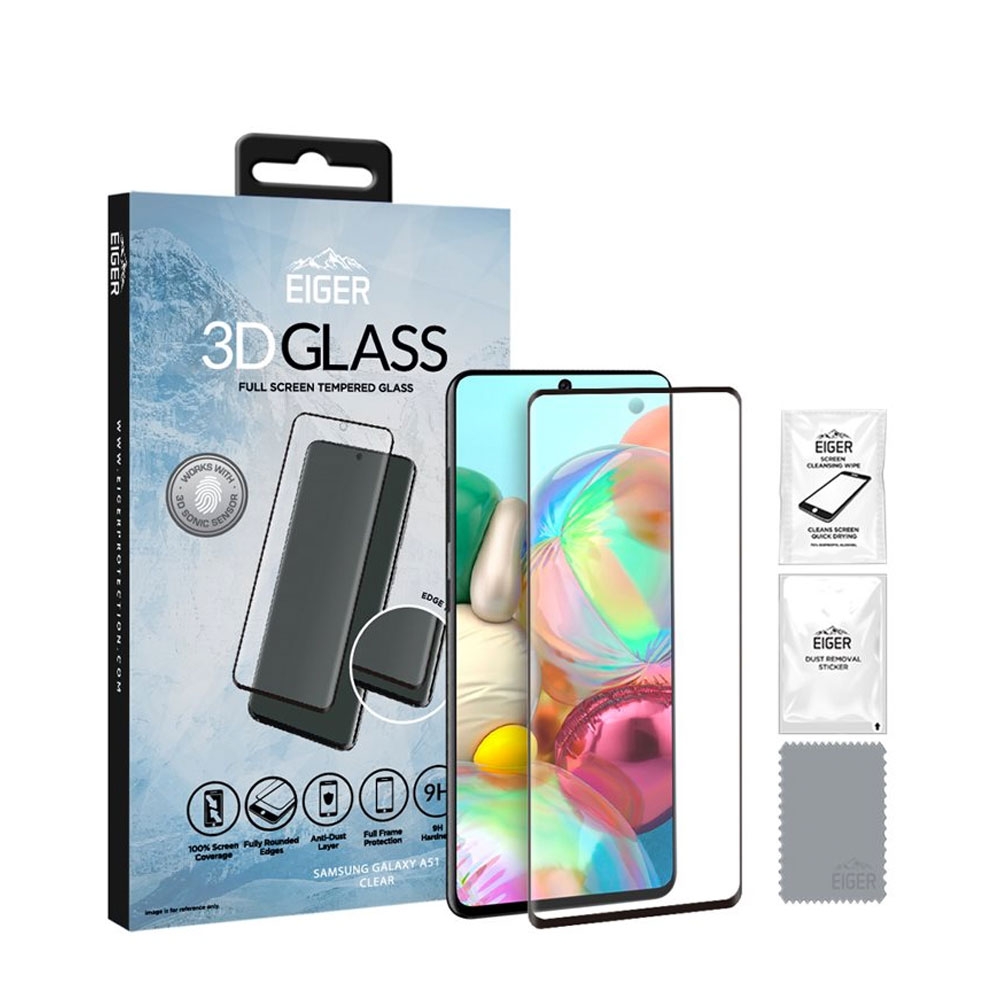 Image of Eiger - Samsung Galaxy A51 (2019) 3D Panzer Glas Display Schutz Case Friendly mit Rahmen (EGSP00571) - Schwarz bei Apfelkiste.ch