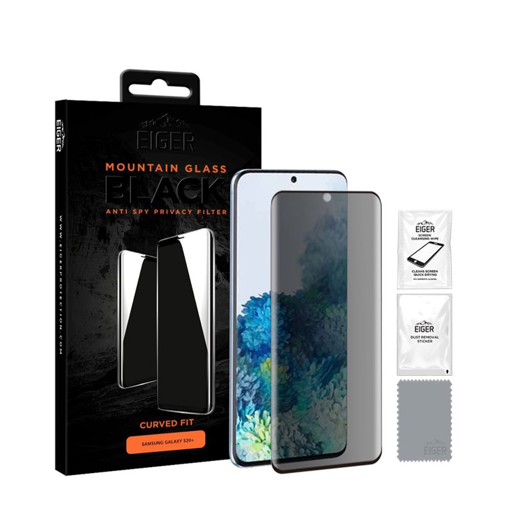 Image of Eiger - Samsung Galaxy S20+ Plus / S20+ Plus 5G Mountain Black Privacy 3D Curved Panzer Glas Display Case Friendly mit Rahmen (EGMSP00122) - Schwarz bei Apfelkiste.ch
