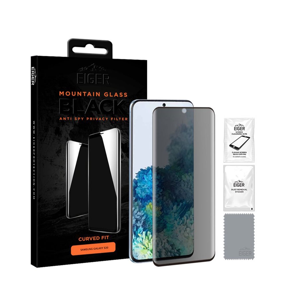 Image of Eiger - Samsung Galaxy S20 / S20 5G Mountain Black Privacy Curved 3D Panzer Glas Display Schutz Case Friendly mit Rahmen (EGMSP00121) - Schwarz bei Apfelkiste.ch