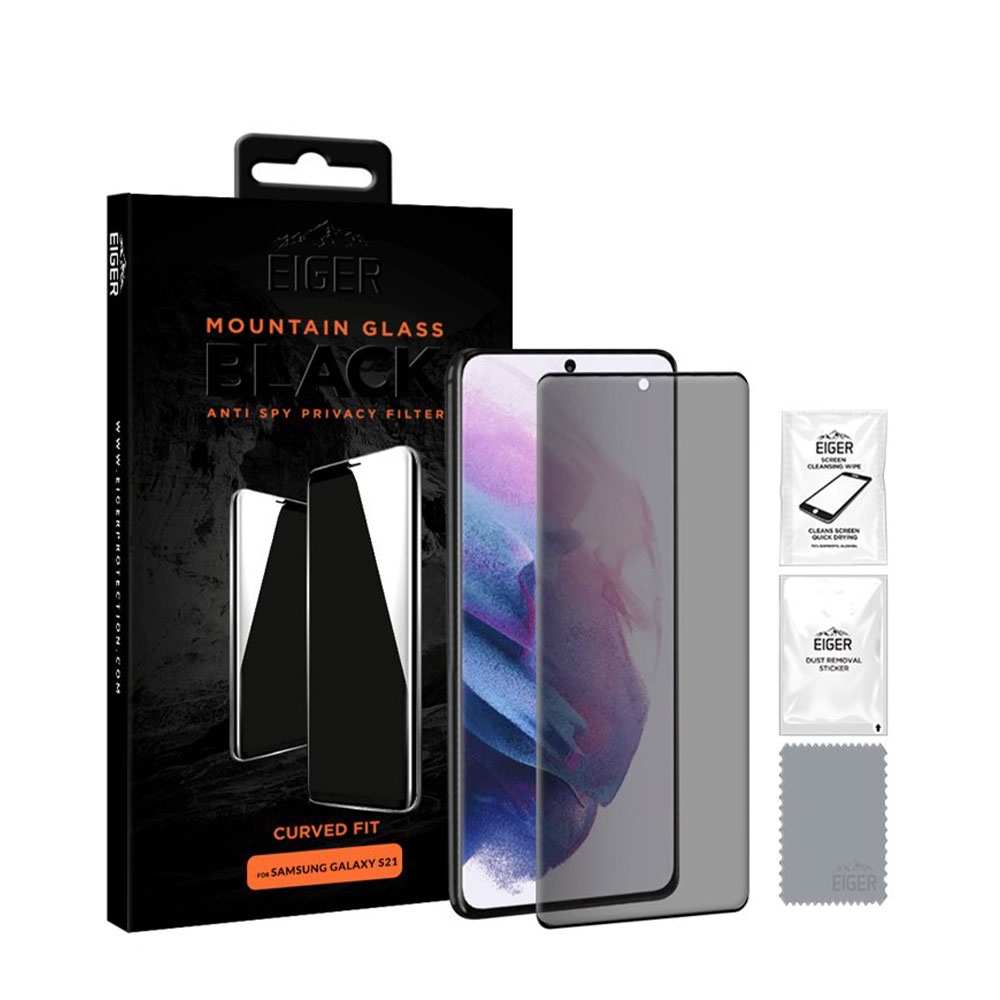 Image of Eiger - Samsung Galaxy S21 5G Mountain Black Privacy 3D Curved Panzer Glas Display Schutz Case Friendly mit Rahmen (EGMSP00158) - Schwarz bei Apfelkiste.ch