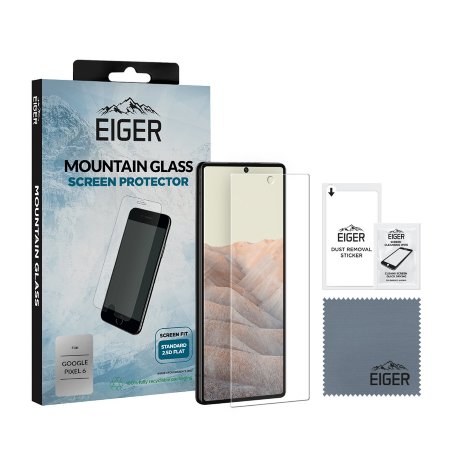 Image of Eiger - Google Pixel 6 Mountainglass 2.5D Panzer Glas Display Case Friendly (EGSP00795) bei Apfelkiste.ch