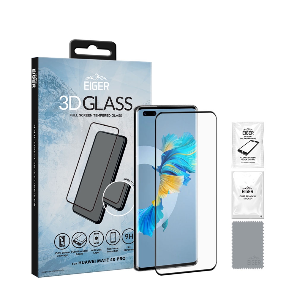 Image of Eiger - Huawei Mate 40 Pro Vollbild 3D Glas Display Schutz mit Rahmen (EGSP00677) - Schwarz bei Apfelkiste.ch