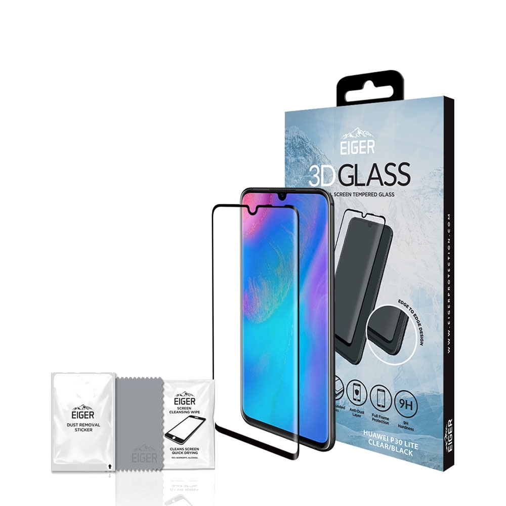 Image of Eiger - Huawei P30 Lite New Edition / P30 Lite 3D Panzer Glas Display Case Friendly mit Rahmen (EGSP00387) - Schwarz bei Apfelkiste.ch