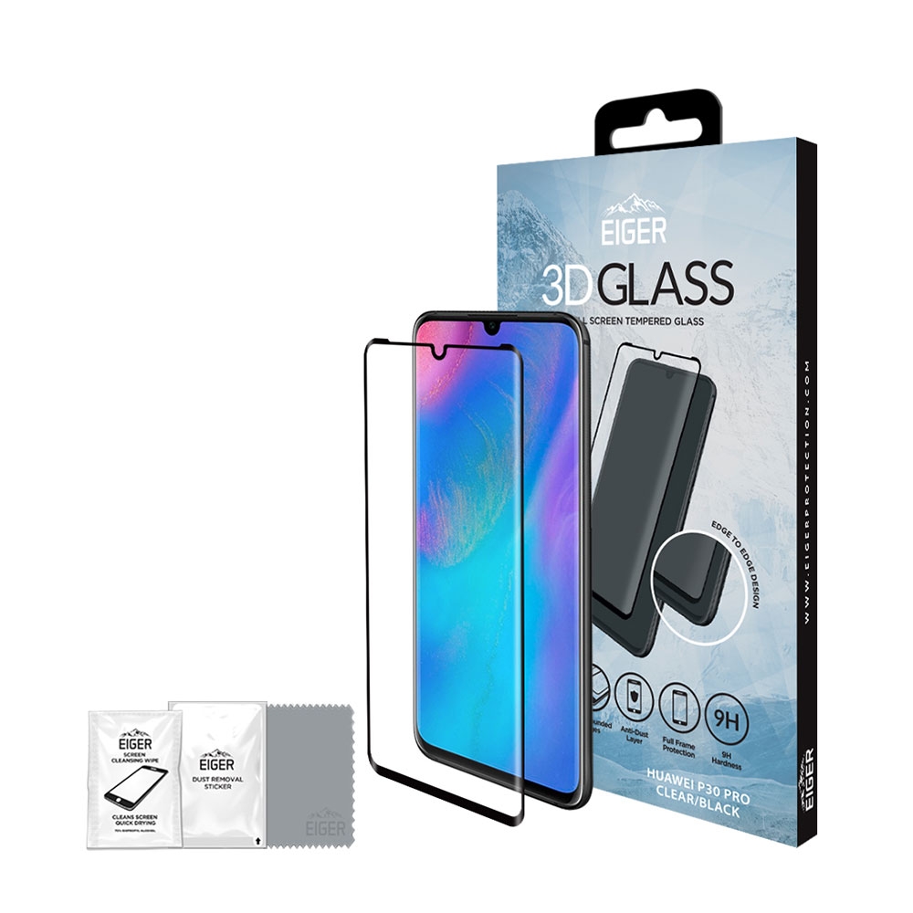 Image of Eiger - Huawei P30 Pro New Edition / P30 Pro 3D Panzer Glas Display Case Friendly mit Rahmen (EGSP00388) - Schwarz bei Apfelkiste.ch