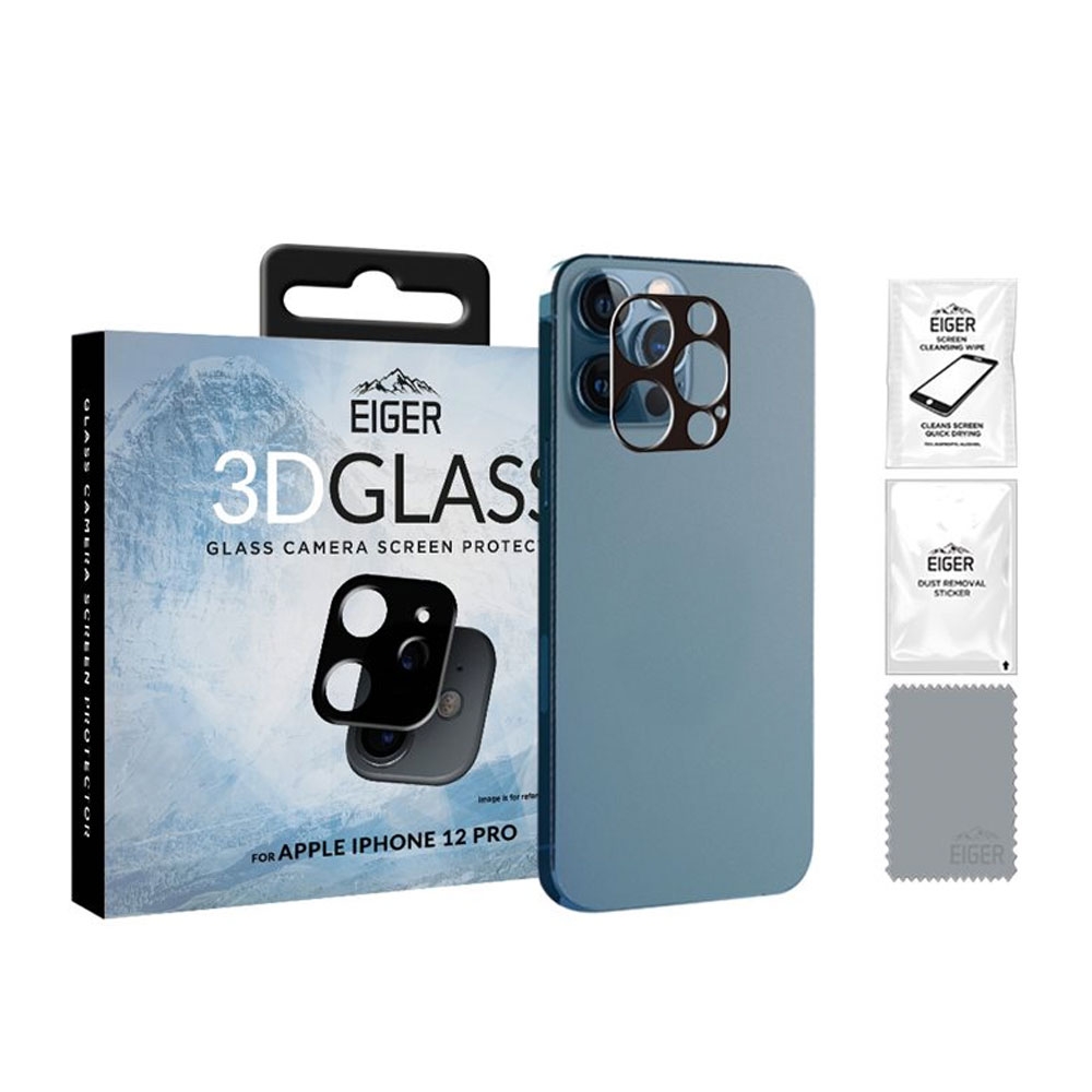 Image of Eiger - iPhone 12 Pro Kamera 3D Panzer Glas 0.2 mm (EGSP00685) - Schwarz bei Apfelkiste.ch
