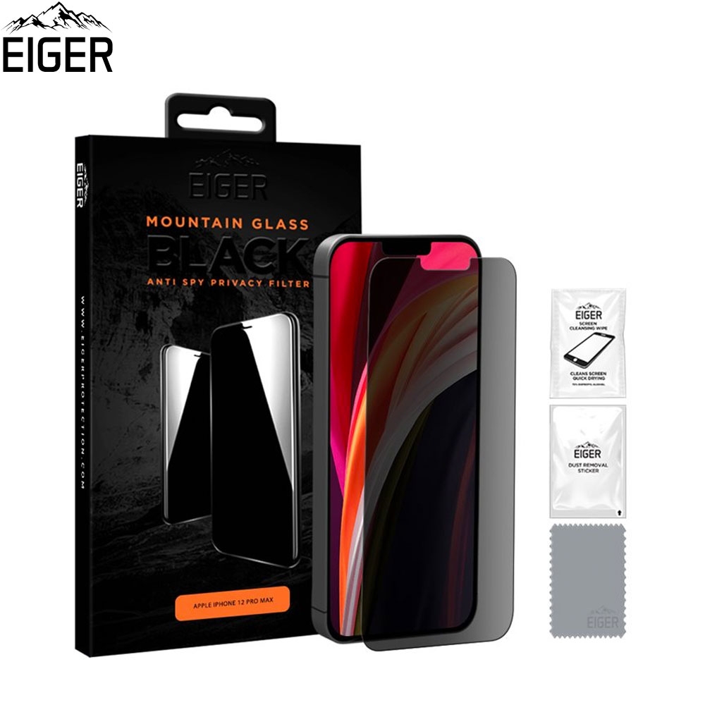 iPhone 12 Pro Max Mountain Black Privacy Panzer Glas Display Schutzfolie Case Friendly (EGMSP00146)