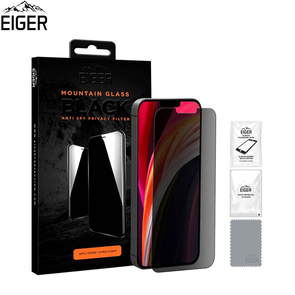 iPhone 12 / iPhone 12 Pro Mountain Black Privacy Panzer Glas Display Schutzfolie Case Friendly (EGMSP00145)