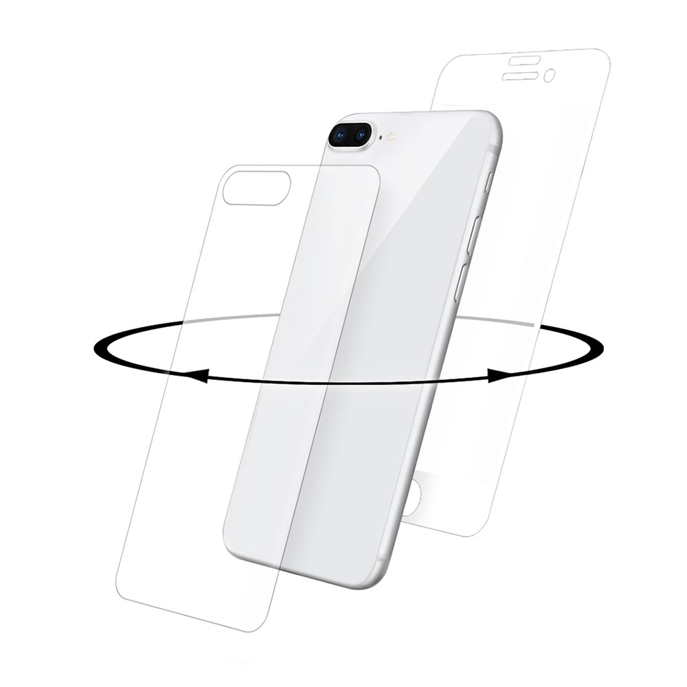 Image of (2er Set) Eiger - iPhone 8 Plus 3D Vollbild 360° Panzer Glas Display (1x Front / 1x Back) Rahmen (EGSP00176) - Weiss bei Apfelkiste.ch