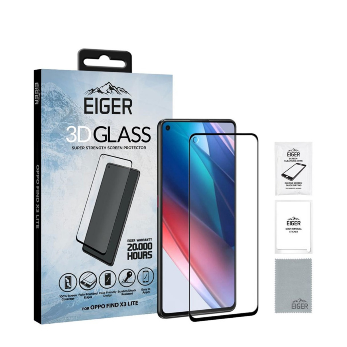 Image of Eiger - Oppo Find X3 Lite 3D Panzer Glas Display Case Friendly mit Rahmen (EGSP00734) - Schwarz bei Apfelkiste.ch