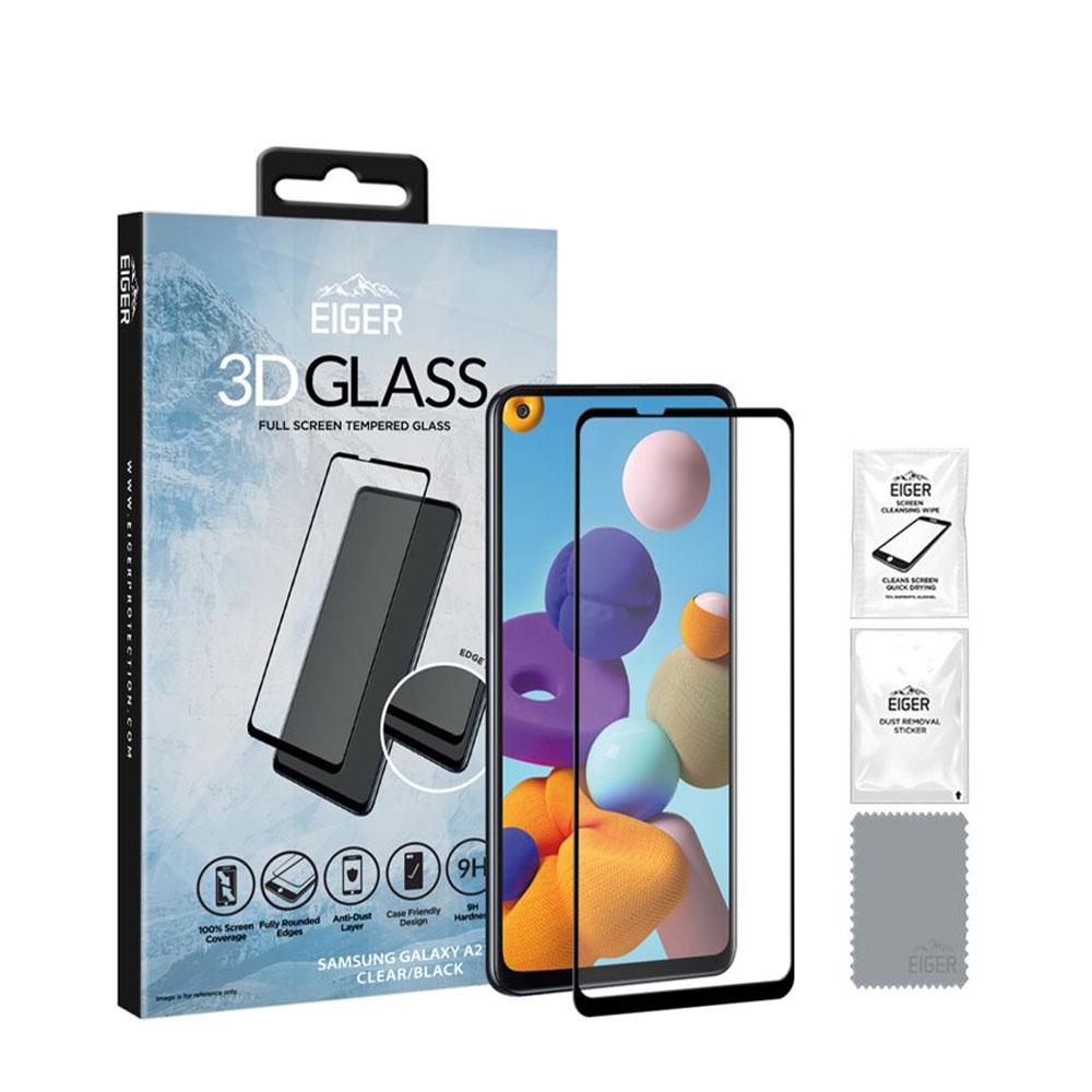 Image of Eiger - Samsung Galaxy A21s 3D Panzer Glas Display Schutz Case Friendly mit Rahmen (EGSP00618) - Schwarz bei Apfelkiste.ch