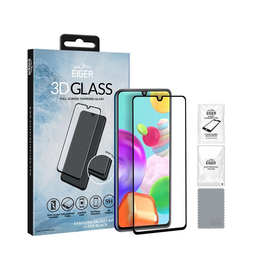 Image of Eiger - Samsung Galaxy A41 3D Panzer Glas Display Schutz Case Friendly mit Rahmen (EGSP00591) - Schwarz bei Apfelkiste.ch