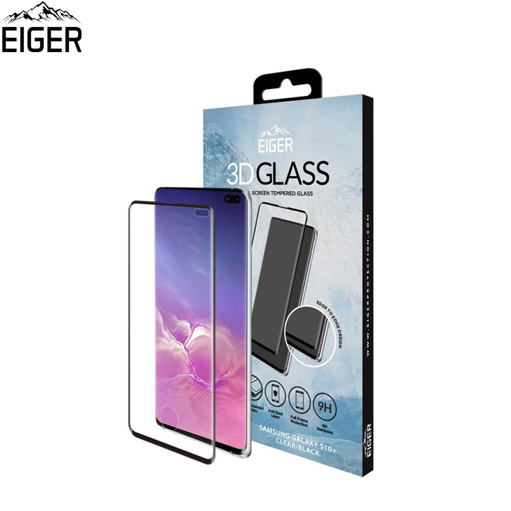 Samsung Galaxy S10+ Plus Vollbild Glas 3D Display Schutzfolie mit Rahmen (EGSP00356) - Schwarz