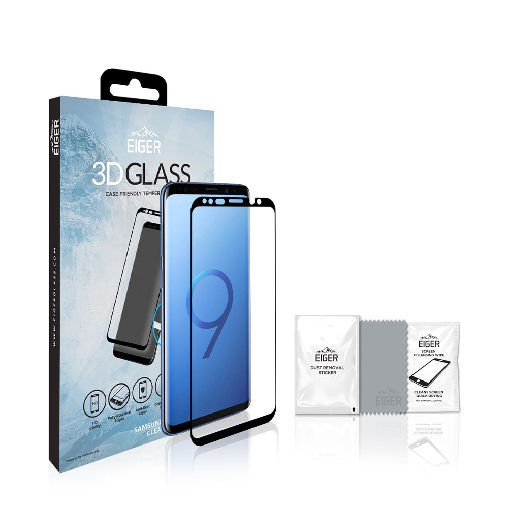 Image of Eiger - Samsung Galaxy S9 3D Panzer Glas Display Case Friendly mit Rahmen (EGSP00192) - Schwarz bei Apfelkiste.ch