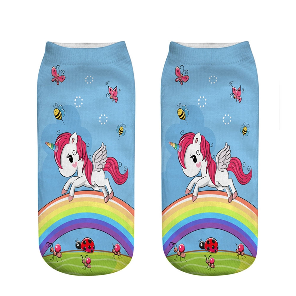 Image of Einhorn Unicorn Sneaker Socken Füsslinge Strümpfe (One Size) - Blue Rainbow Unicorn bei Apfelkiste.ch